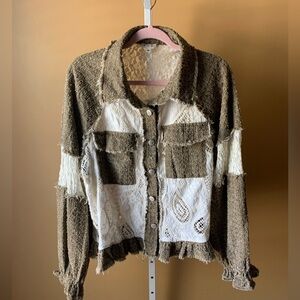 POL Brown and White Patchwork jacket